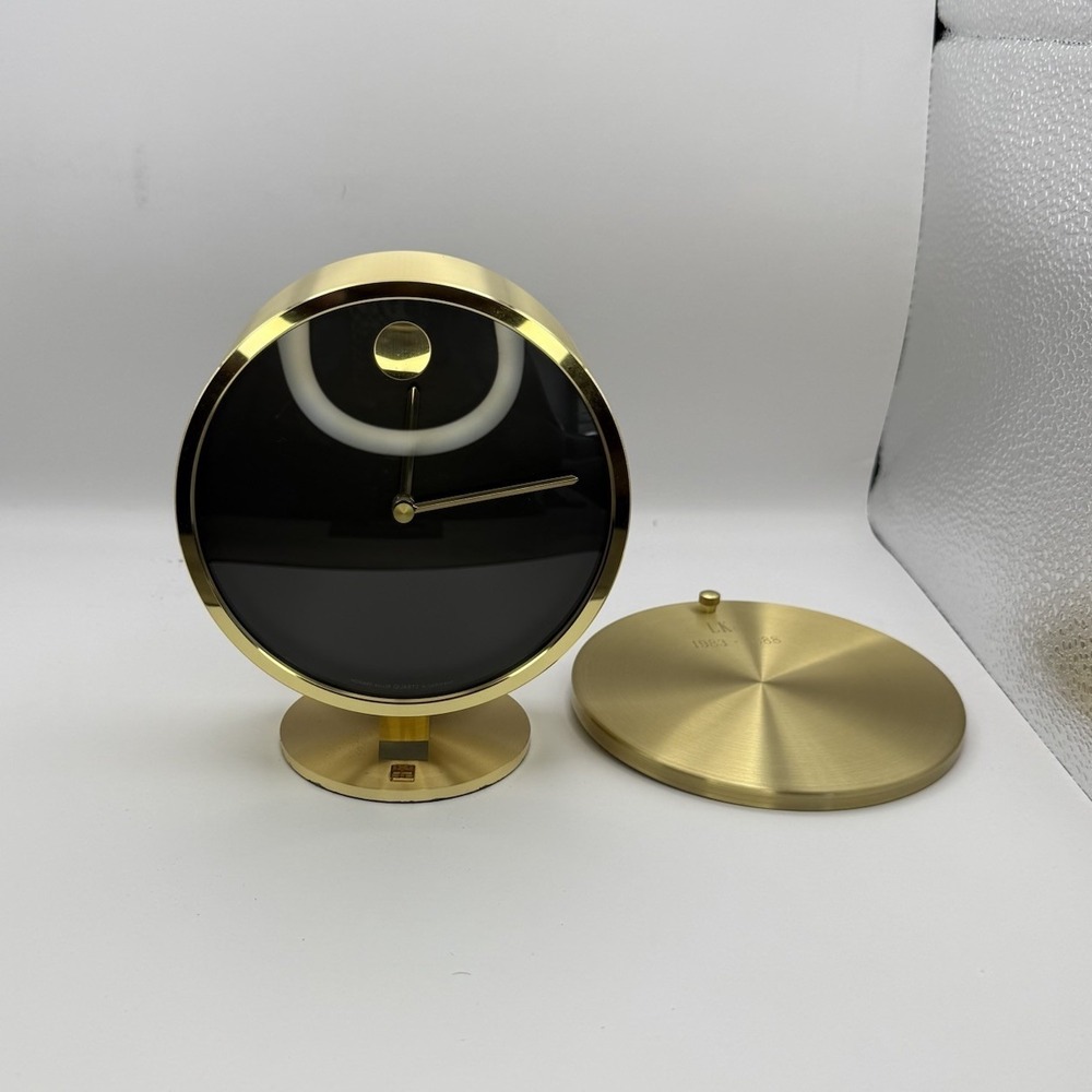 VINTAGE HOWARD MILLER NATHAN GEORGE HORWITT BRASS MUSEUM DESK CLOCK MOVADO MCM